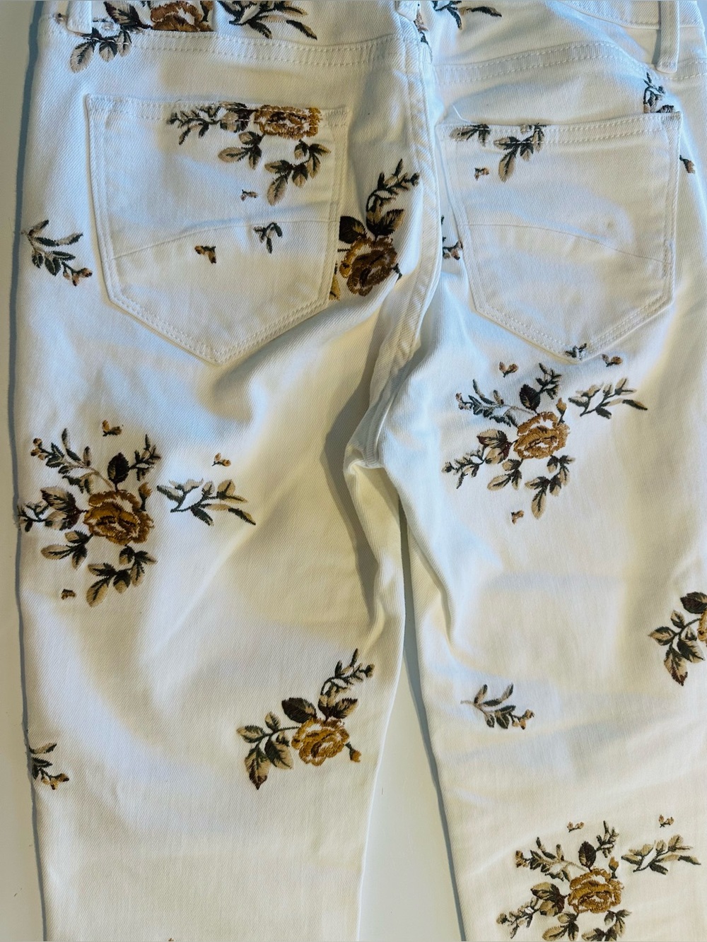 DRIFTWOOD Jackie High Rise Brown Floral Embroidered Boho Sz 25 White Women Jeans - Picture 9 of 9